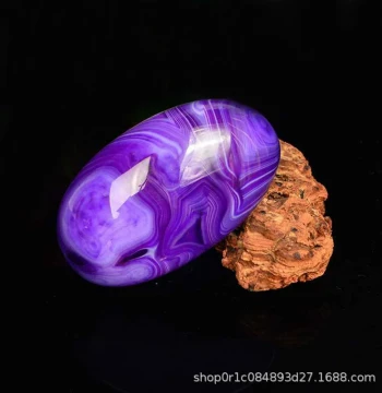 Purple Banded Agate Raw Stone Hand Piece: Natural Unoptimized Purple Agate Material for Palm Play and Large Display Stone