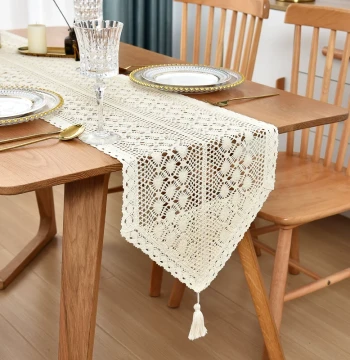 Pastoral Cotton Thread Hollow Table Runner American Retro Dining Table Cloth Coffee Table Shoe Cabinet TV Cabinet Chest of Drawers Cover Cloth Decoration