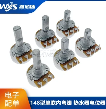 Type 148 Stepping Single-Gang Internal Bend 3-Terminal Potentiometer B500K, Water Heater Pot with Dust Cap and Half Shaft