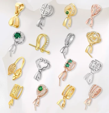 S925 Silver Pendant Bail DIY Accessories 18K Gold Bail Necklace Pendant Clasp Peace Buckle Clip Jade Pendant Clasp