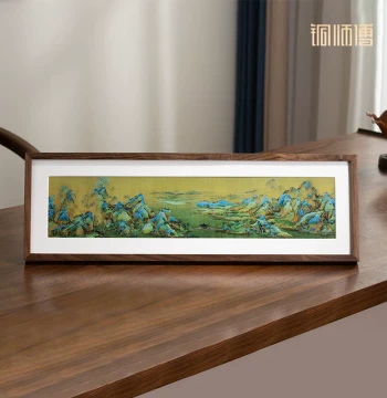 Tong Shifu Hand-Engraved Copper Sculpture Painting "Thousands of Miles of Rivers and Mountains - Beautiful Landscape (Desktop)" Decorative Art