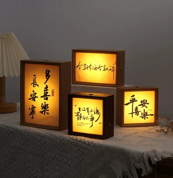 Cultural Creative DIY Photo Frame Night Light Study Bedroom Gift Ornament Atmosphere Lamp Calligraphy Chinese Style Customized Small Gift