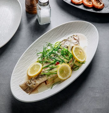 Creative Ceramic Oval Fish Plate Home Steamed Fish Platter Large Dish Premium Feel Vegetable Plate Commercial Hotel Tableware