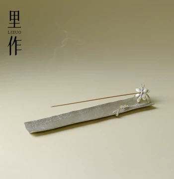 Lizuo Pure Tin Lotus Incense Stick Holder, Line Incense Burner, Lying Incense Stand, Japanese Style Home Fragrance Incense Base, Tea Table Ornament, Tea Ceremony Accessory