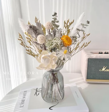 Dried Flower Bouquet for Living Room Display, Premium Natural Real Flower Decor, Luxury Mix of Reed and Eucalyptus