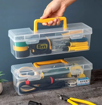 Household Hardware Parts Toolbox Transparent Long Narrow Handheld Screw Storage Box Plastic Rectangular