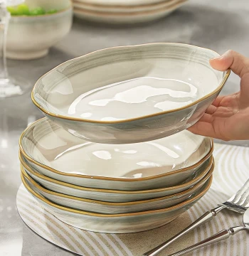 Ceramic Plates for Home Use Dinner Plates 2026 New Underglaze Color Deep Plate Premium Feel Stir-Fry Dish Serving Plate Bowl Tableware