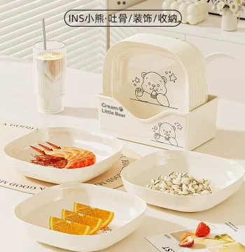 Household Dining Table Thickened Cream Bone Disc Bone Plate Garbage Plate Light Luxury Creative Plastic Bone Dish Snack Plate