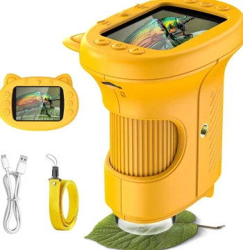 Handheld Digital Microscope for Kids and Teaching Observation, 2.4-inch HD Portable Magnifier, 386x Electronic Microscope