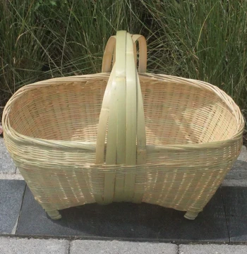 Hand-Woven Handheld Vegetable Basket, Large Bamboo Basket for Eggs, Fruit Basket, Storage Container, Bamboo Woven Grocery Basket