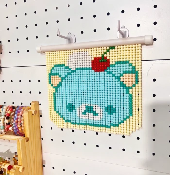 Finished Rilakkuma Cartoon Decorative Beaded Curtain Wall Hanging - Handcrafted Gift, Cartoon Souvenir, Beaded Door Curtain