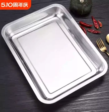 304 Stainless Steel Tray, Rectangular Serving Platter, Square Plate, BBQ Tray, Steamed Fish Plate, Rice Steaming Tray, Rice Roll Plate, Grilled Fish Plate