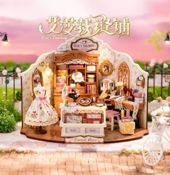 rolife DIY Dollhouse Elsa Tailor Shop Handmade Art House Miniature Scene Assembly Building Blocks Gift for Girls