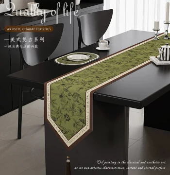 French Vintage Luxury High-End Dining Table Runner, Long Strip Coffee Table Cloth, TV Cabinet Dresser Sideboard Cover