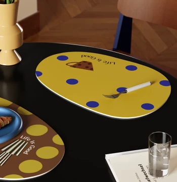 Afternoon Tea Maillard Premium Stain-Resistant PVC Placemat - Irregular Shape, Heat & Water Proof, Retro Table Protector