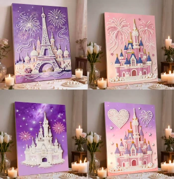 Pearl Painting DIY Fireworks Castle Series Framed Self-Adhesive Pearl Decorative Art Gift for Best Friends Diamond Painting Wholesale