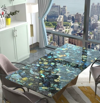 Luxury Natural Agate Dining Table, Office Desk, and Coffee Side Table - Translucent Flashing Stone Furniture from Manufacturer
