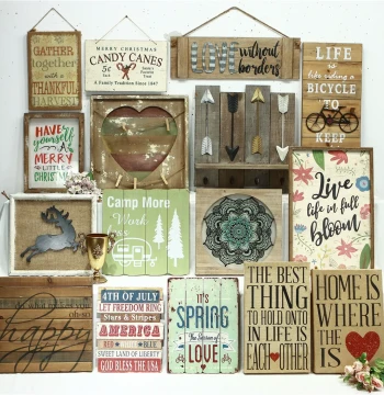 Unique Collection - American Vintage Style Decorative Paintings, Distressed Wood Wall Hangings, Wall Decor, Wooden Board Art, Murals