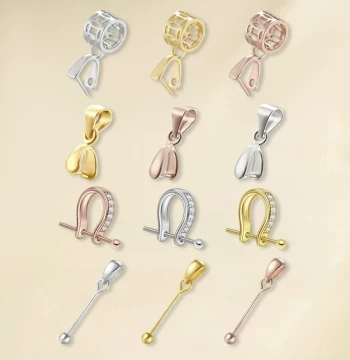 Pearl Clasp Sterling Silver Pendant Bail Silver Clasp DIY Accessories 18K Gold Clasp Jade Peace Buckle Versatile Necklace Clasp