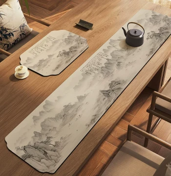 Irregular Long Table Runner Tea Mat, Chinese Zen Dry Brewing Station, Diatom Mud Water-Absorbent Heat-Insulating Coaster