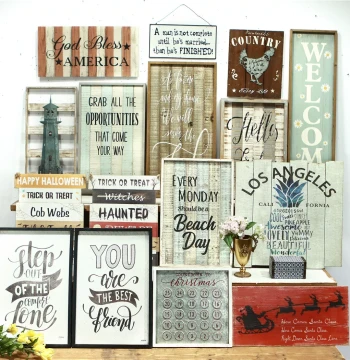 Unique Collection - American Home Decor Antique Wooden Decorative Painting Mural Wall Hanging Wall Ornament Creative Hanging Board