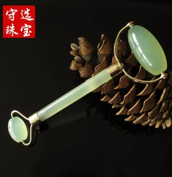 Natural Jade Facial Roller Face Eye Beauty Xiuyan Jade Roller Stick Massage Face Pusher Single Double Head Bead Jade Wheel Roller Ball