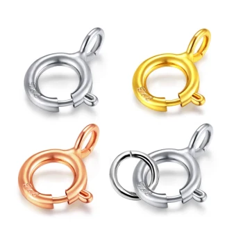 Complete Set 925 Sterling Silver Necklace Clasp DIY Accessories Spring Clasp Spring Necklace Head Color Gold Women's Live Clasp Light Ring
