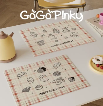 Christmas Atmosphere Cartoon Cute Home Placemat Leather Waterproof Heat-Resistant Bowl Plate Insulation Pad Desktop Protector