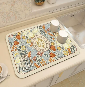 Kitchen Countertop Drainage Mat, Diatom Mud Absorbent Pad, Tableware Drying Mat, Cup Coaster, No-Wash Tea Table Bar Mat