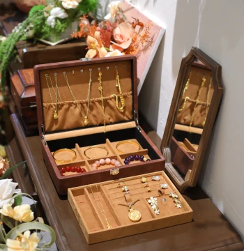 Aishang Double-Layer Leather Hand Jewelry Box, Large Capacity Home Storage Case for Rings, Earrings, and Necklaces, Jewelry Packaging Box