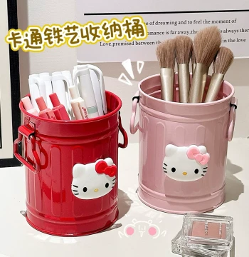 Cat Iron Pen Holder with Makeup Brush Storage