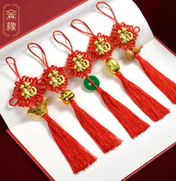Chinese Knot Large Red Small Fu Character Pendant, Chinese Knot Peace Knot Wealth Attracting Ingot Home Protection Gourd Decoration