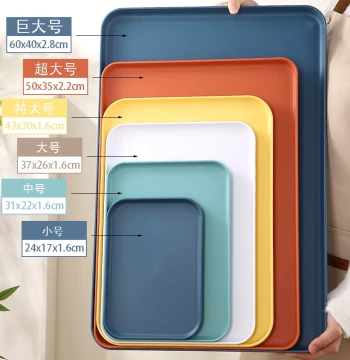 Food-Grade Plastic Extra-Large Square Tray: Thickened Rectangular Serving Platter for Fast Food, Home Use, Draining & Storage