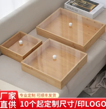 Wooden Serving Tray with Lid, Rectangular Bread Wood Platter, Acrylic Tray for Sushi Street Vending, Custom Wooden Plates