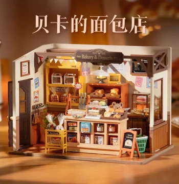 Rolife Becca's Bakery DIY Dollhouse - Miniature Scene Assembly Model Building Block Gift