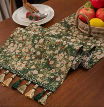 Green Table Runner: American Country Style for Dining Sideboards, Dressers, Shoe Cabinets, TV Stands, or Coffee Tables – Long Decorative Cloth