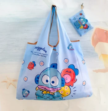 Japanese and Korean Cartoon Trendy Foldable Large-Capacity Eco-Friendly Supermarket Shopping Bag, Lightweight and Portable Market Grocery Tote, Shoulder Bag