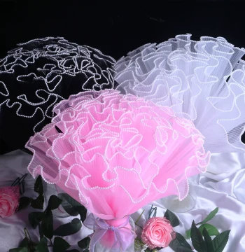 Wavy Mesh for Fresh Bouquet Wrapping, Pleated Veil for Valentine's Day Floral Arrangements, Rose Wrapping Net, Florist Wave Mesh