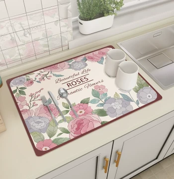 Kitchen Drainage Mat, Countertop Diatomaceous Earth Absorbent Pad, Dish Draining Mat, Coffee Machine Mat, Desktop Heat Insulation and Tea Water Pad