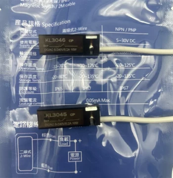 Magnetic Sensor Switches for Rodless Pneumatic Cylinders: Models KL3046, KL3045, KT-TOHL, KT-47