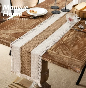 Manyue Home Vintage Fabric Table Runner, Dining Table Cloth, Tea Table TV Cabinet Cover, Long Strip Table Decoration Cloth