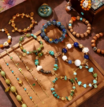 Handmade DIY Beaded Bracelet Accessories: Traditional Chinese Style Multi-Loop Cultural Play Bracelets for Couples (Item 4)