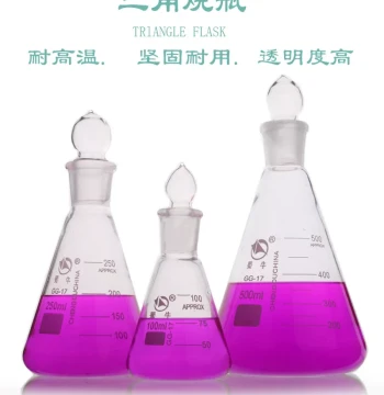 Shuniu Glass Stoppered Erlenmeyer Flask: Conical Bottle with Ground Glass Joint and Graduations, Available in 50/100/150/250/500/1000ml