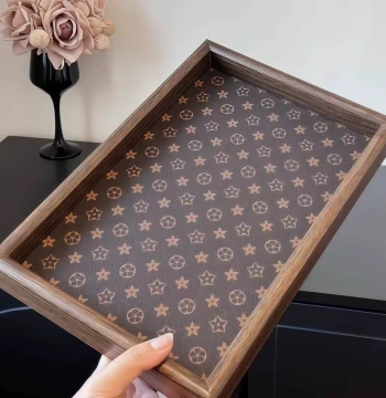 Vintage Rectangular Desktop Jewelry Ornament and Key Entryway Storage Box: Light Luxury Leather Tea Tray Serving Tray for Home Use