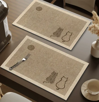 Japanese Style Placemat Waterproof Oil-Proof Small Table Mat Leather Dining Table Heat Insulation Mat Hotel Dinner Plate Mat Light Luxury Western Placemat