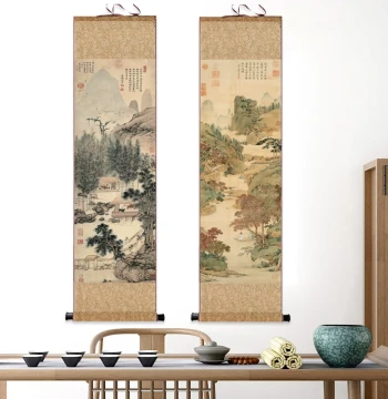 Frameless Scroll Hanging Painting Silk Decorative Calligraphy and Painting Antique Ming Dynasty Painting Listening to Zither and Tasting Tea Tang Bohu Wen Zhengming Calligraphy