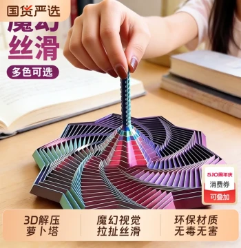 Toy 3D Printed Stress-Relief Hot-Selling Radish Tower Stacking Game Gradient Spiral Tower 3D Rotating Children's Stress-Relief Healing Toy