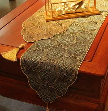 Chinese Zen-Style Table Runner: Traditional Cloud Brocade Tea Mat, Waterproof Tea Table Pad, Cup and Teapot Coasters, Long Cloth for Tea Ceremony