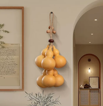 Natural Gourd Five Emperor Coins Door-to-Door Hanging Ornament Real Gourd String Home Decor Eight Directions Wealth Fortune Wall Hanging