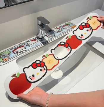 Cute Faucet Drainage Mat Soft Diatomaceous Earth Absorbent Pad Kitchen Bathroom Edge Sink Mat Quick-Drying